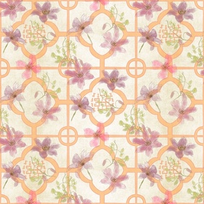 Clematis Chinoiserie A-on pale tan (medium scale)