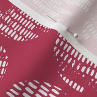 Raspberry Red with Large White Textured Circles Grid