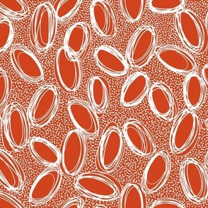White Hand Drawn Circles and Dots on Tomato Orange