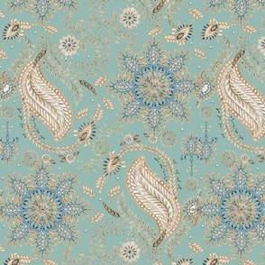 12" Falling Leaf Paisley in Turquoise by Audrey Jeanne