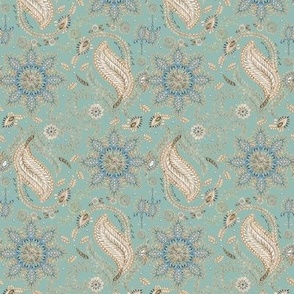 8" Falling Leaf Paisley in Turquoise by Audrey Jeanne