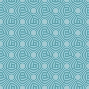 390 $  - Mini round concentric circles overlapping movement and textures in cool aquamarine teal blue tones, for nursery wallpaper, cot sheets, kids apparel and retro home decor