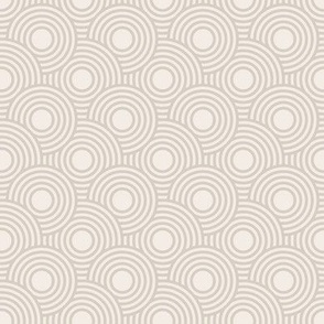 390 - Mini round concentric circles overlapping movement and textures in neutral  beige and cream for nursery wallpaper, cot sheets, kids apparel and retro home decor