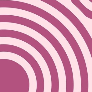 390 - Jumbo scale sherbet and raspberry pink graphic modern circles  reminiscent of bullseye target practice or old vinyl records - for bold retro wallpaper, curtains, table cloths, duvet covers and sheet sets.