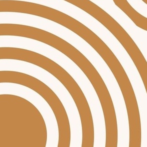 390 $ - Jumbo scale burnt orange and warm white graphic modern circles  reminiscent of bullseye target practice or old vinyl records - for bold retro wallpaper, curtains, table cloths, duvet covers and sheet sets.
