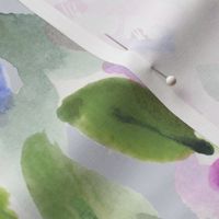 (L) Abstract blue and pink delphinium flower watercolor