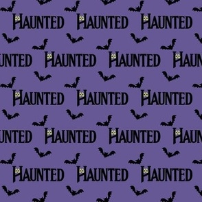 "Haunted" Halloween on Purple - 2 inch