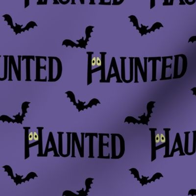 "Haunted" Halloween on Purple - 4 inch