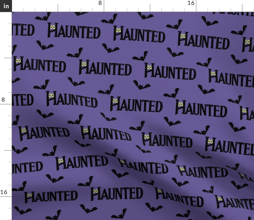 "Haunted" Halloween on Purple - 4 inch