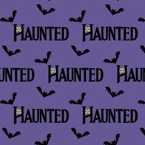"Haunted" Halloween on Purple - 3 inch