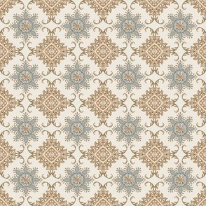 4" Moroccan Medallion Paisley Ivory Cream Tile by Audrey Jeanne