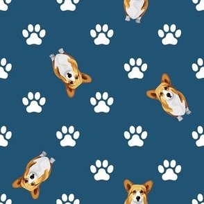 Corgi Paw Print Blue