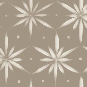 brush stroke blooms _ creamy white_ khaki brown _ hand painted geometric floral