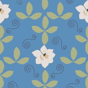 classic southern magnolia blue background