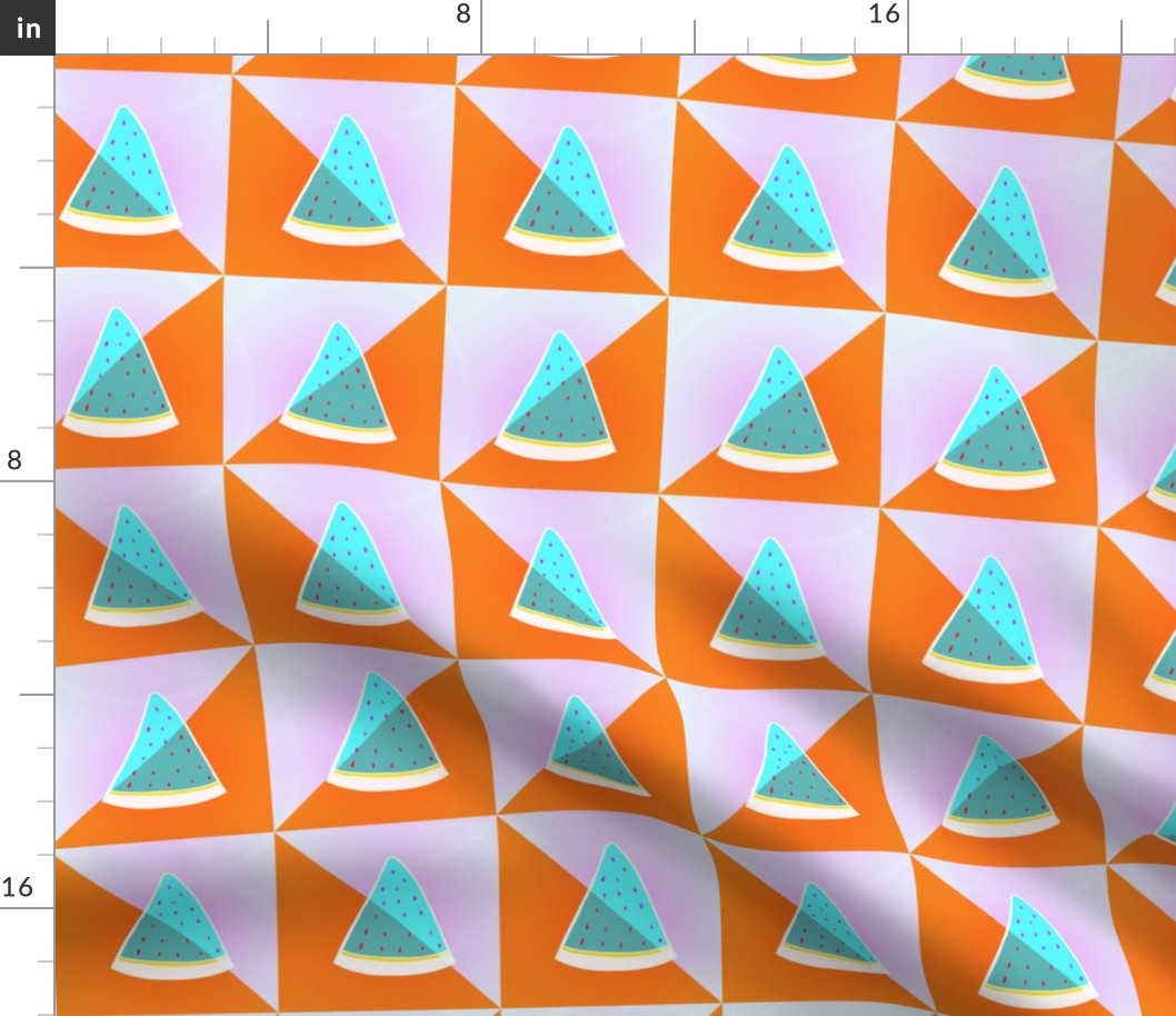 Watermelon Geometric in Purple Orange Aqua