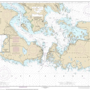 NOAA nautical chart #14882, 42"x32.3" - St Mary's river, Lake Huron, Munuscong, Detour, Drummond