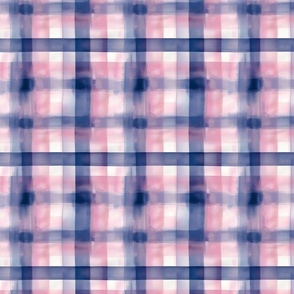 Watercolor Plaid in Blue Pink and Lavender