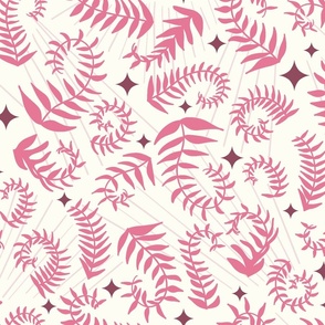 magical meadow ferns in pink on natural