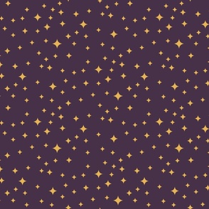 magical meadow stars in sunray yellow on dark purple