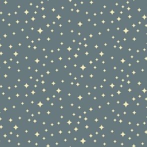 magical meadow stars in butter yellow on slate blue