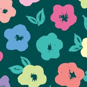 Colorful flowers non directional pattern