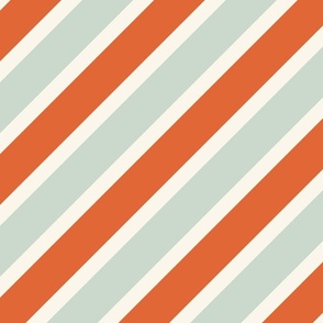  Diagonal Stripe in Papaya and Sage Jumbo