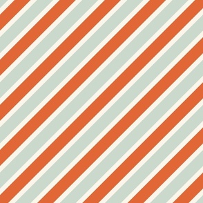 Diagonal Stripe in Papaya and Sage