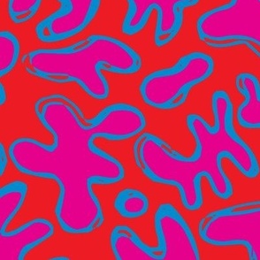 Amoeba Blob Doodles Bleeding Eyes - magenta, orange, blue