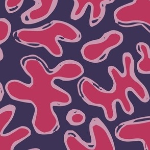 Amoeba Blob Doodles Bubblegum - purple, pink