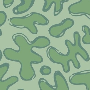 Amoeba Blob Doodles Minty Pond - green, sage, mint