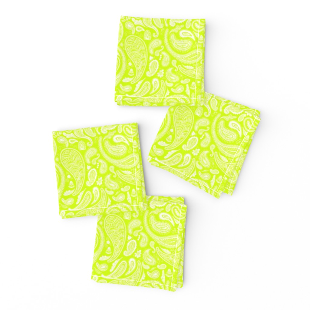 Neon Lime Yellow Green Paisley