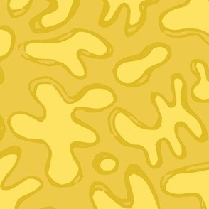 Amoeba Blob Doodles Yellow - bright, mustard, lemon