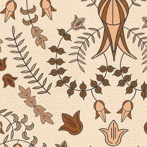 Clematis folk damask in tans and browns 