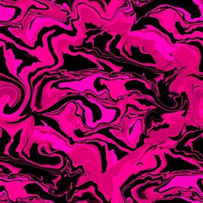 Hot Pink and Black Swirled Paint