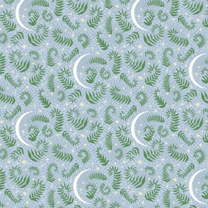 magical meadow ferns stars and moon green and light blue
