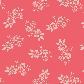 simple floral silhouettes on coral pink by rysunki_malunki