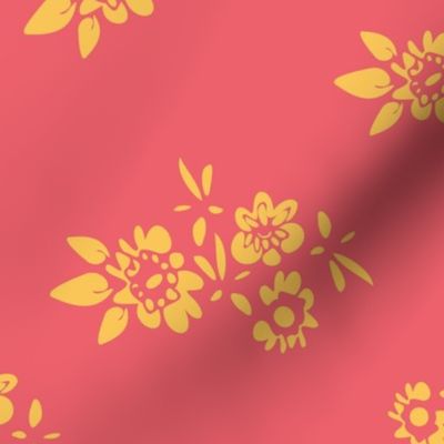 simple floral in coral and yellow by rysunki_malunki