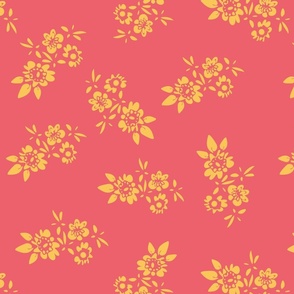 simple floral in coral and yellow by rysunki_malunki