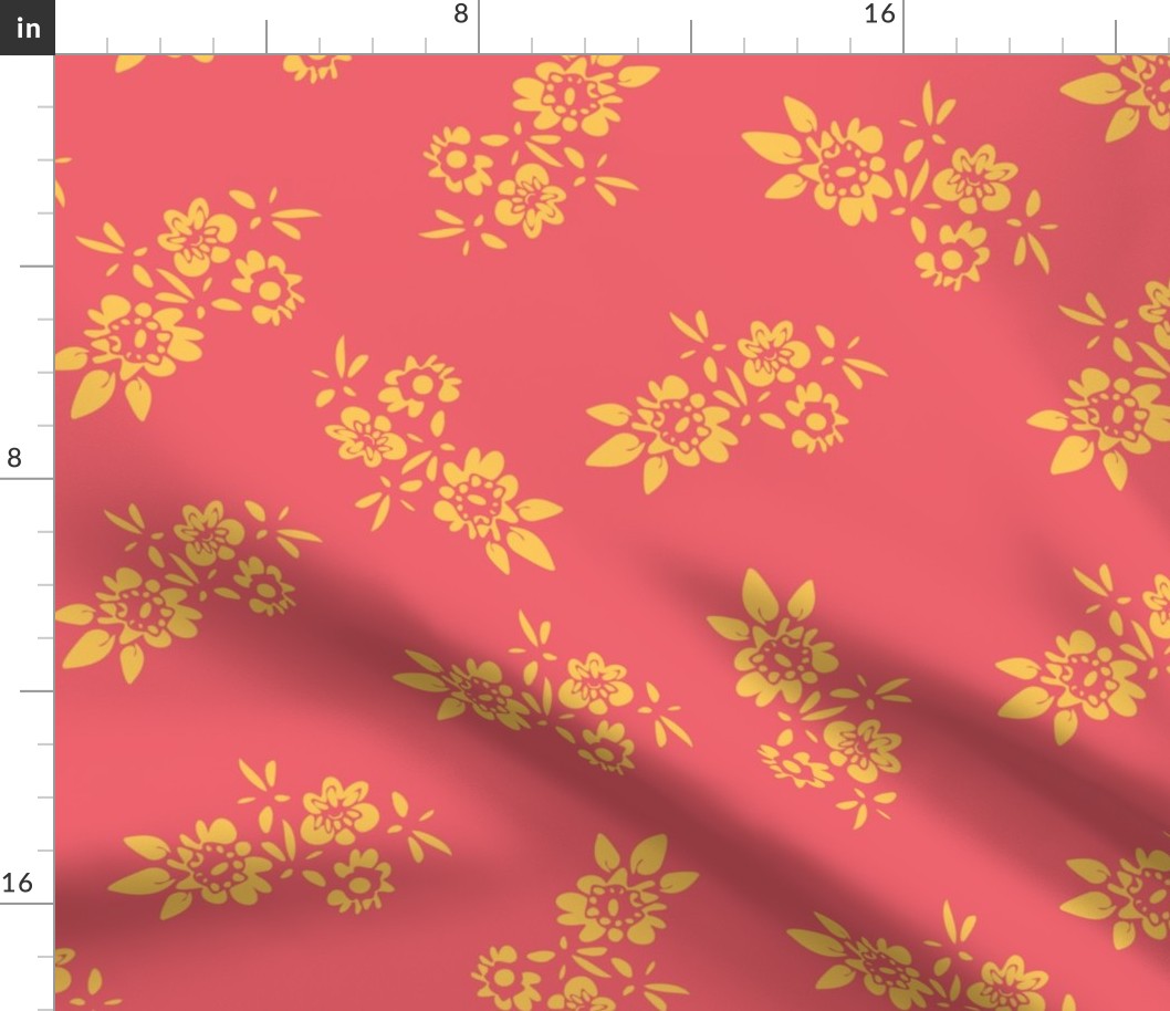 simple floral in coral and yellow by rysunki_malunki