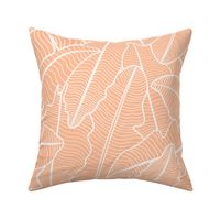 Tropical Banana Leaves Line Art - Peach Fuzz - Pantone Color of the Year 2024