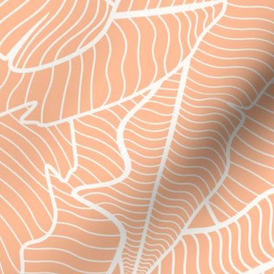 Tropical Banana Leaves Line Art - Peach Fuzz - Pantone Color of the Year 2024