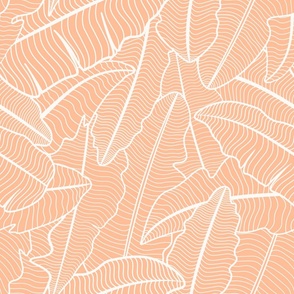 Tropical Banana Leaves Line Art - Peach Fuzz - Pantone Color of the Year 2024