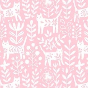 light pink white gouache cats