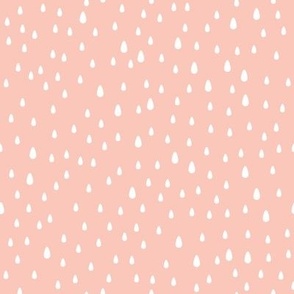 White Raindrops on Solid Baby Pink Non-Geometric Pattern