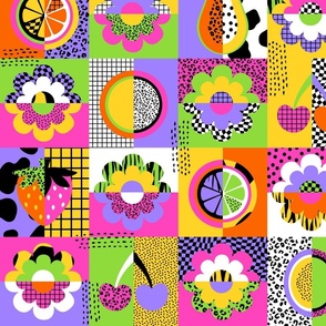 PATCHWORK TROPICAL FRUITS-BRIGHT