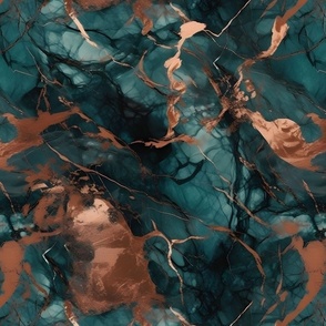 Teal and copper marble print