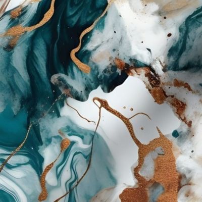 Teal and copper marble