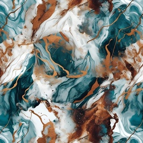 Teal and copper marble