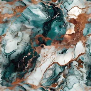 Teal and copper marble
