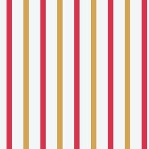 Cherry Red and Mustard Stripes 4x4inch 
